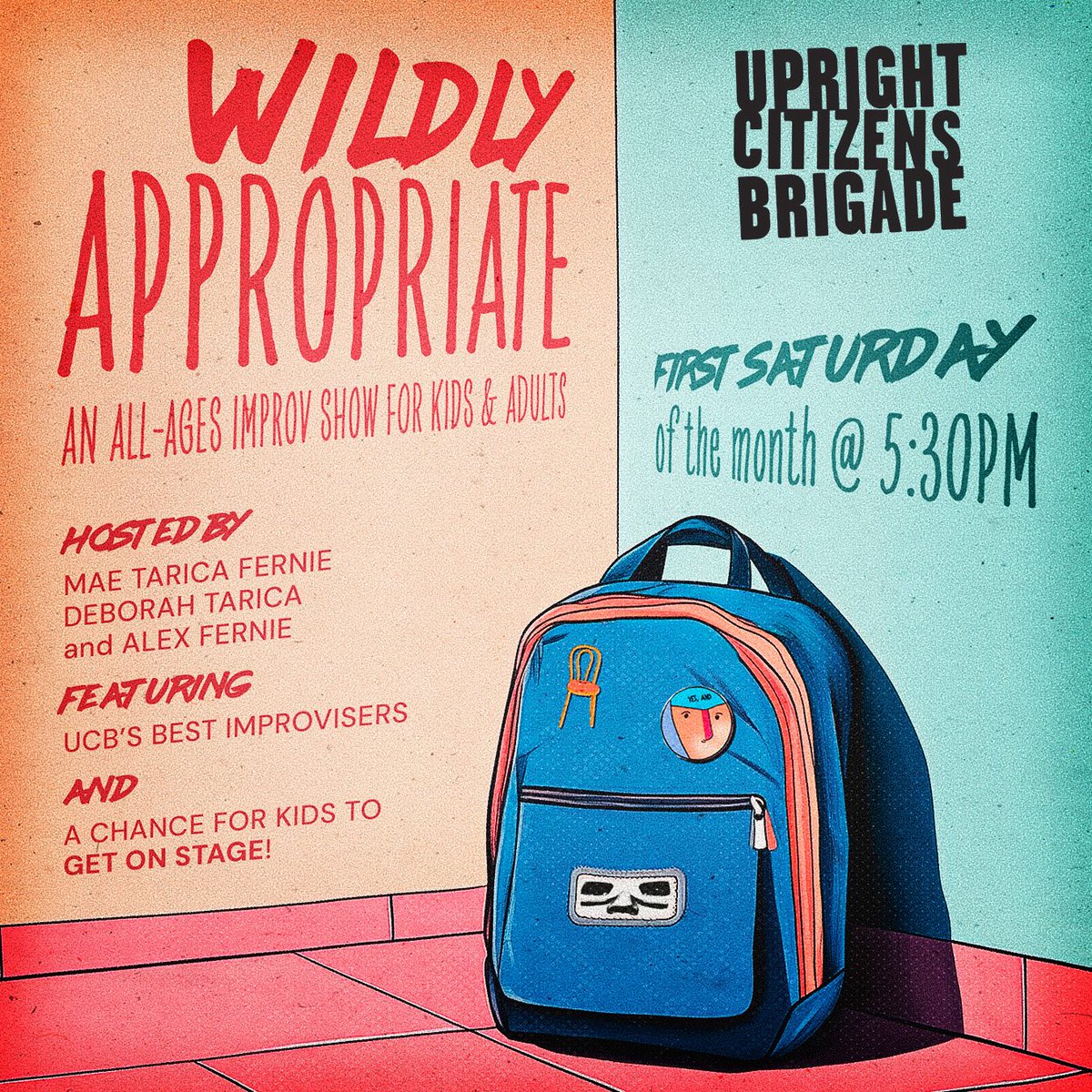 Saturday! It’s the 1st Anniversary Show for Wildly Appropriate at UCB!

All-ages improv where kids can get on stage! With Lauren Holt, Corin Wells, Matt Apodaca and Dave Theune!
