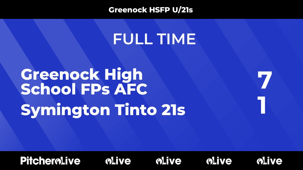 Ghsfp21s's tweet photo. FULL TIME: Greenock High School FPs AFC 7 - 1 Symington Tinto 21s
#GRESYM #Pitchero
https://t.co/427GeQgbpS https://t.co/lYSuD0Jkuj