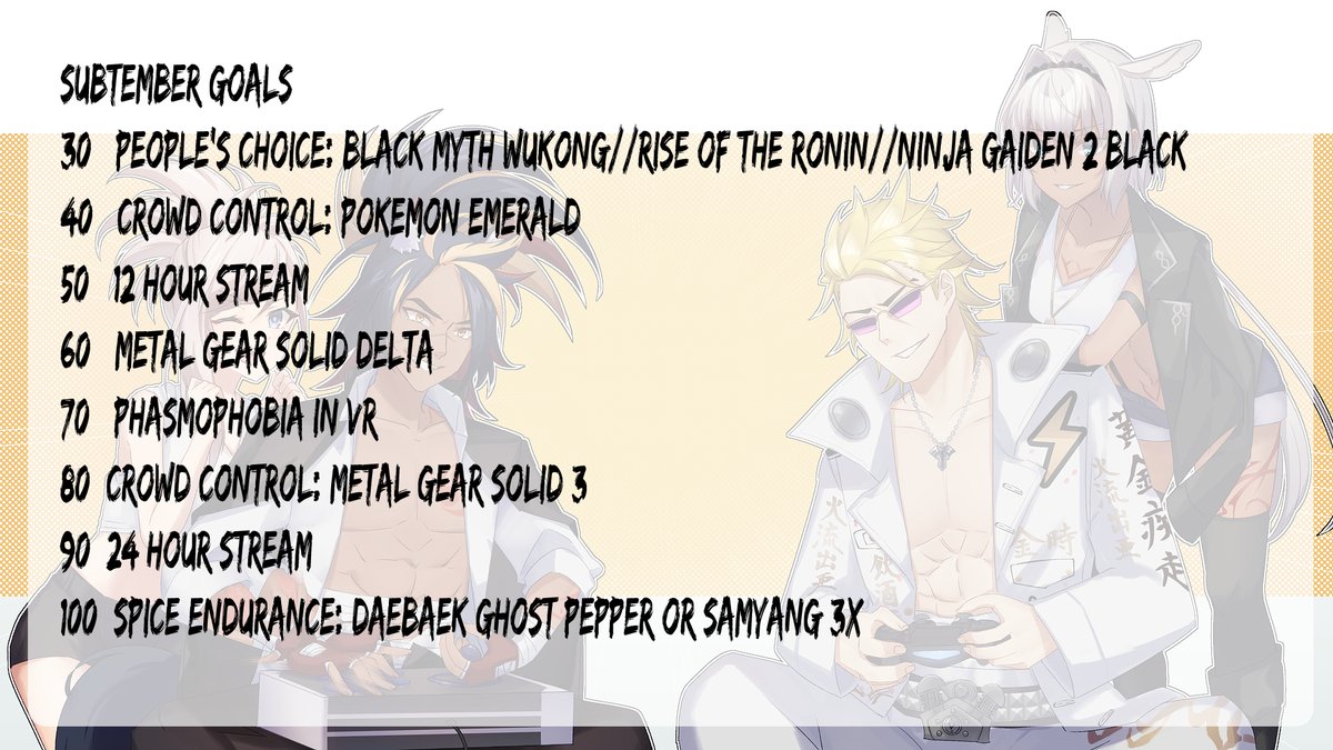 TaskPool's tweet image. A bit of a callback to a past SUBtember where MGS3 was involved, feels appropriate to involve it again in some form. SUBtember goals are live! twitch.tv/taskpool