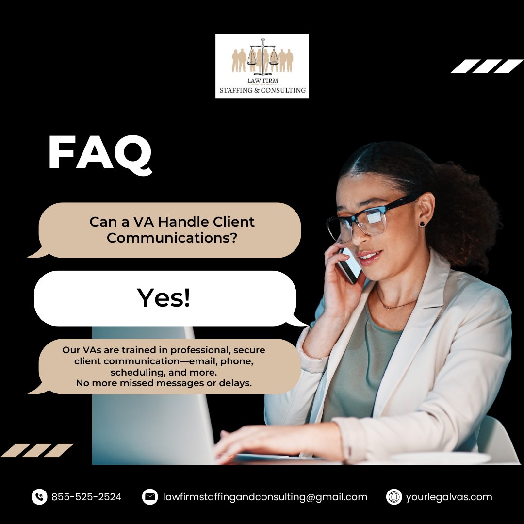 yourlegalvas_'s tweet image. ✅ Yes!
Our VAs are trained in professional, secure client communication—email, phone, scheduling, and more.
No more missed messages or delays.

yourlegalvas.com

#legalfaq #lawfirmcommunication #virtualassistant #greatlawyer #lawyerofx