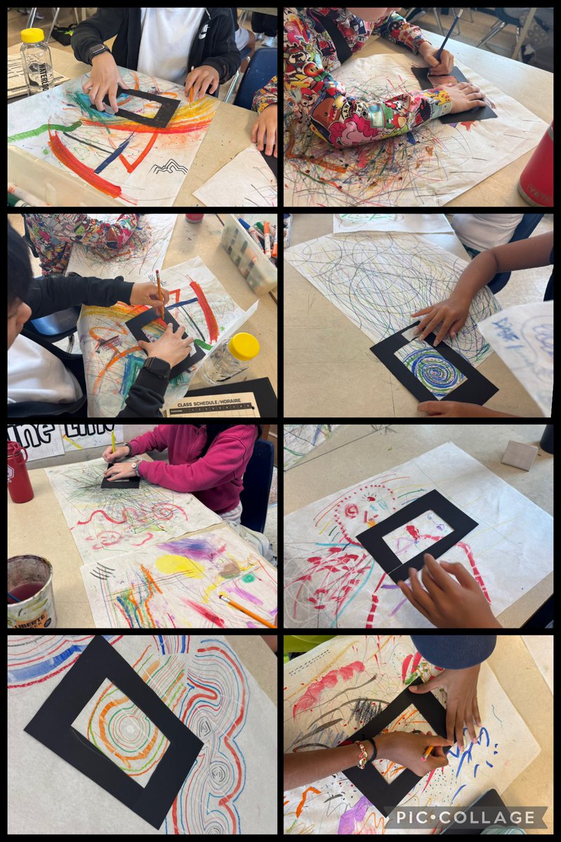 TheMikeMohammed's tweet image. Gr. 7/8 Ss @WestwoodMS_TDSB using viewfinders to scan their mixed media LINE study (element of #art) to make choices as an artist in creating a 4 tile composition. Stay tuned to see finished compositions! @tdsb @kwamelennon @TDSB_Arts #visualarts #art