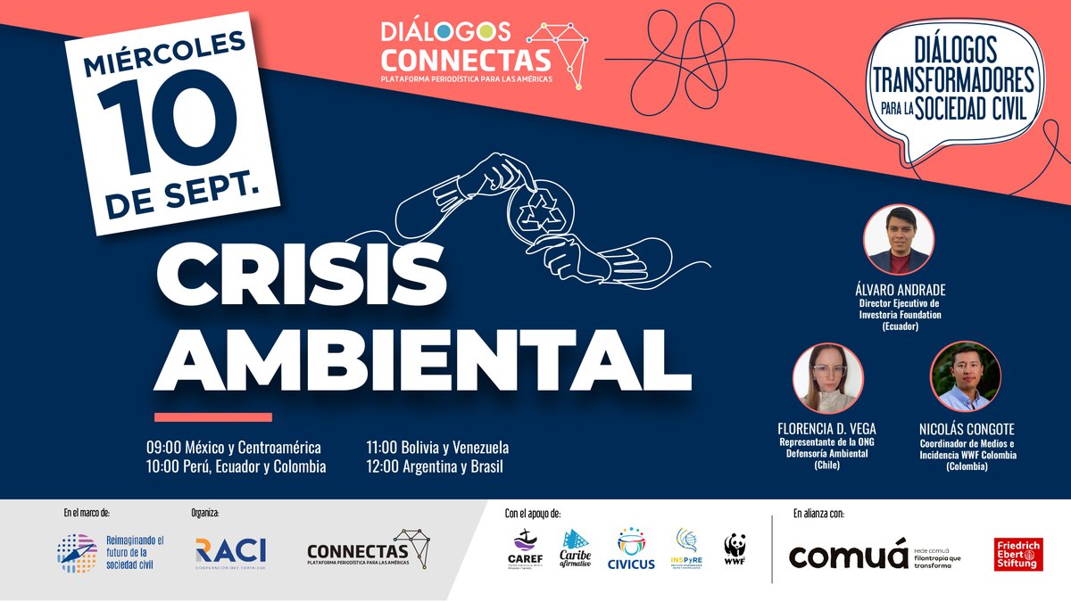 ConnectasOrg's tweet photo. https://t.co/dguYNblAU6

Las organizaciones sociales que protegen el medio ambiente enfrentan recorte de recursos y amenazas a líderes sociales. 🌿

🗣️En este evento exploraremos alianzas para mantener esta agenda viva.

Organiza: @raciargentina y @ConnectasOrg https://t.co/krrtPP0VrF