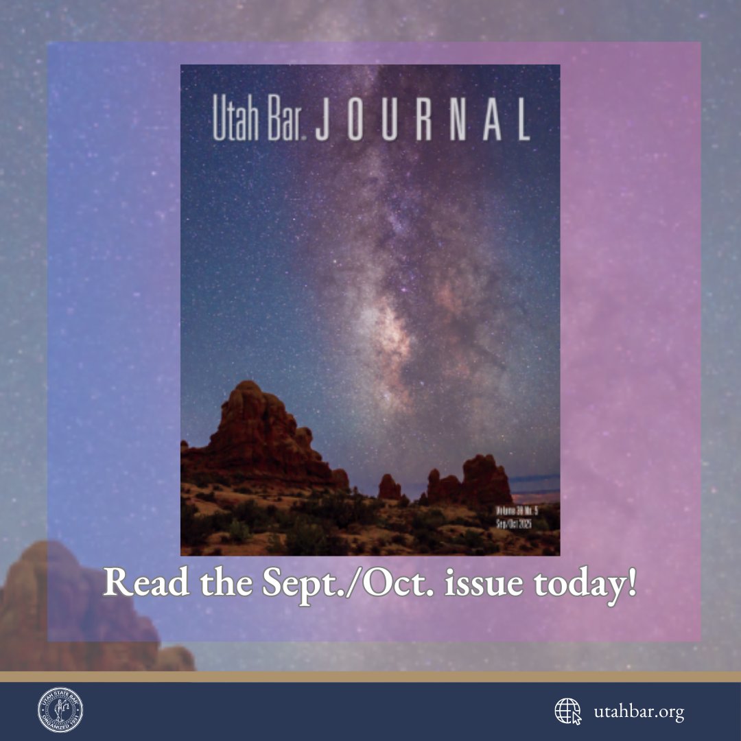 📖 The Sept/Oct issue of the Utah Bar Journal is here! From legal insights to practice updates and community highlights, this edition is packed with valuable content for Utah’s legal community.
Read it today ➡️ tinyurl.com/2mbzyh7a
#UtahBarJournal #LegalCommunity