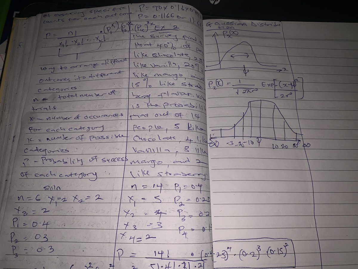 PromiseNwankw14's tweet image. 📘 Day 20: AI/ML Journey
🔹 Math → Statistical Distributions
• Gaussian (Normal) → bell curve, core to ML models
• Multinomial → outcomes w/ multiple categories (e.g., NLP word counts)
Distributions = backbone of probabilistic AI 🚀
#AI #MachineLearning #MathForAI