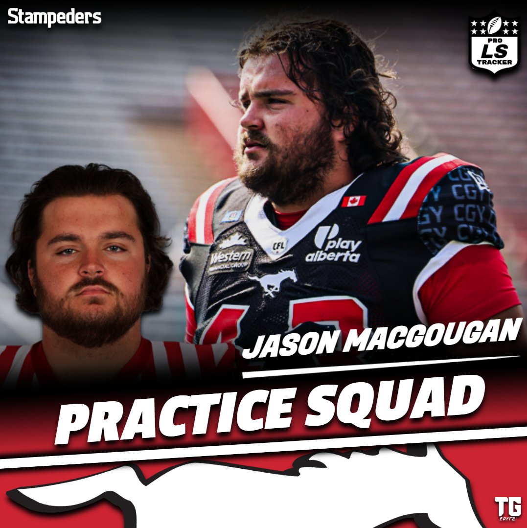 ProSnapTracker's tweet photo. PRACTICE SQUAD:
The Stampeders have signed Jason MacGougan to their Practice Squad. MacGougan has appeared in 9 games this season with the team.
#Stampeders #WilfridLaurier #PracticeSquad #LongSnap #LongSnapper #LongSnapping #Football #Pro #CFL #News https://t.co/m1fgvgK1Pk