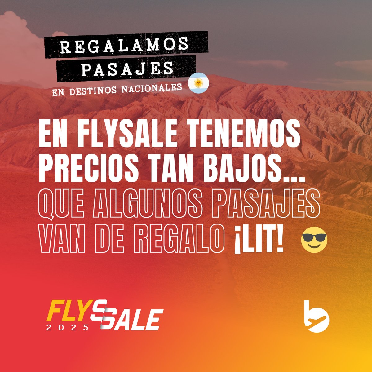 flybondioficial's tweet photo. Llevamos los precios tan abajo que algunos pasajes van de REGALO🎁
Completá tus datos 👉 https://t.co/gxeqQZODMc y participá por vuelos GRATIS✈️✨
#Flybondi #LaLibertadDeVolar #FlySale https://t.co/jpdEWL1WHU