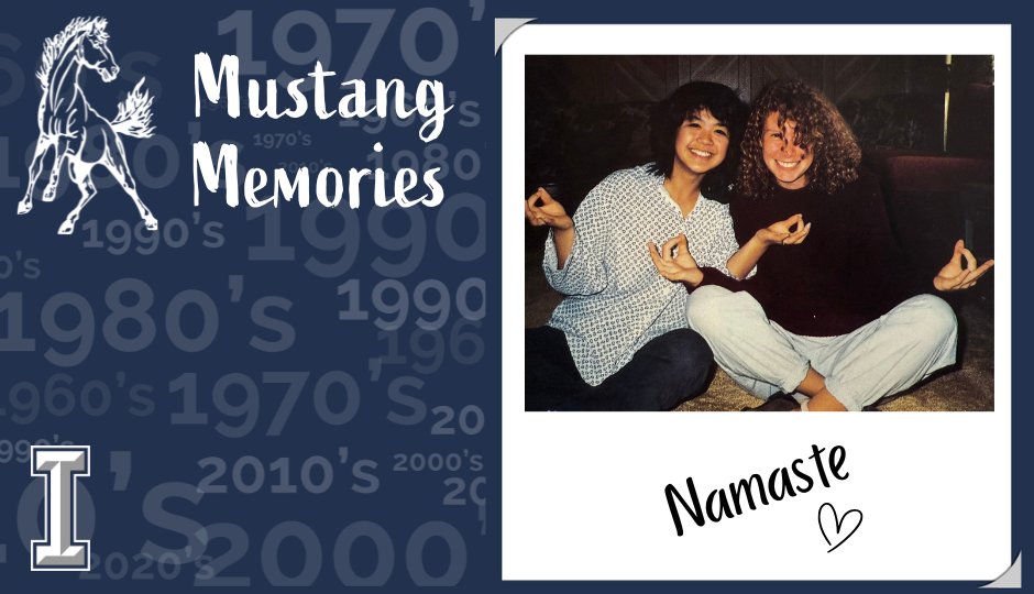 Congrats to anyone who remembered last week’s Mustang Memory from the pages of the 2001 yearbook. Can anyone tell us which year these very zen ladies were featured in our yearbook? #Namaste #IHSAlumni #OnceAMustangAlwaysAMustang #IHSStudentLife