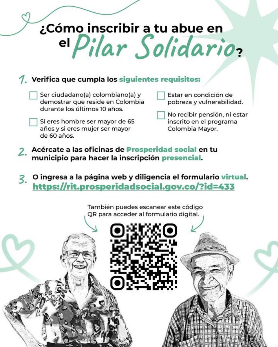 Ojo a compartir esta información! Así es como puedes inscribir a tu abuelo o a tu abuela en el Pilar solidario para que pueda recibir los $230,000 pesos mensuales de la reforma pensional y que le ayuden a tener una vida más digna a ese ser que tanto amas y que tanto hizo por ti