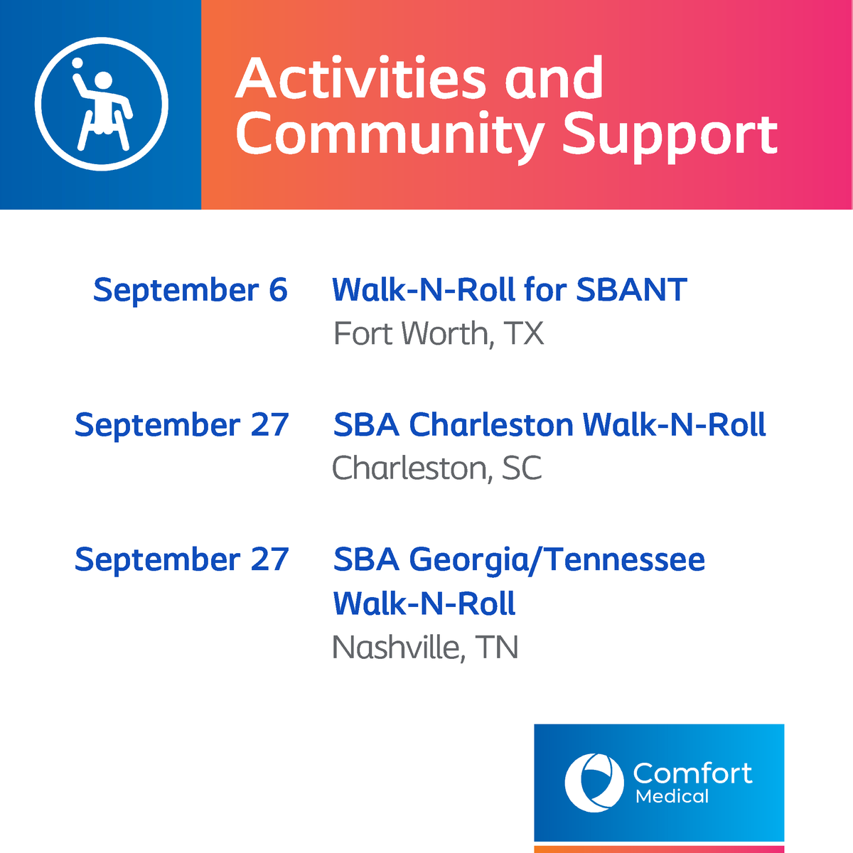 We’re excited to be part of the Walk &amp; Roll events happening across the U.S. this September!

Come join us—meet our team, ask questions, share your experiences, and explore how we can deliver reliable, personalized service for your urology supply needs.

#WalkNRollForSpinaBifida
