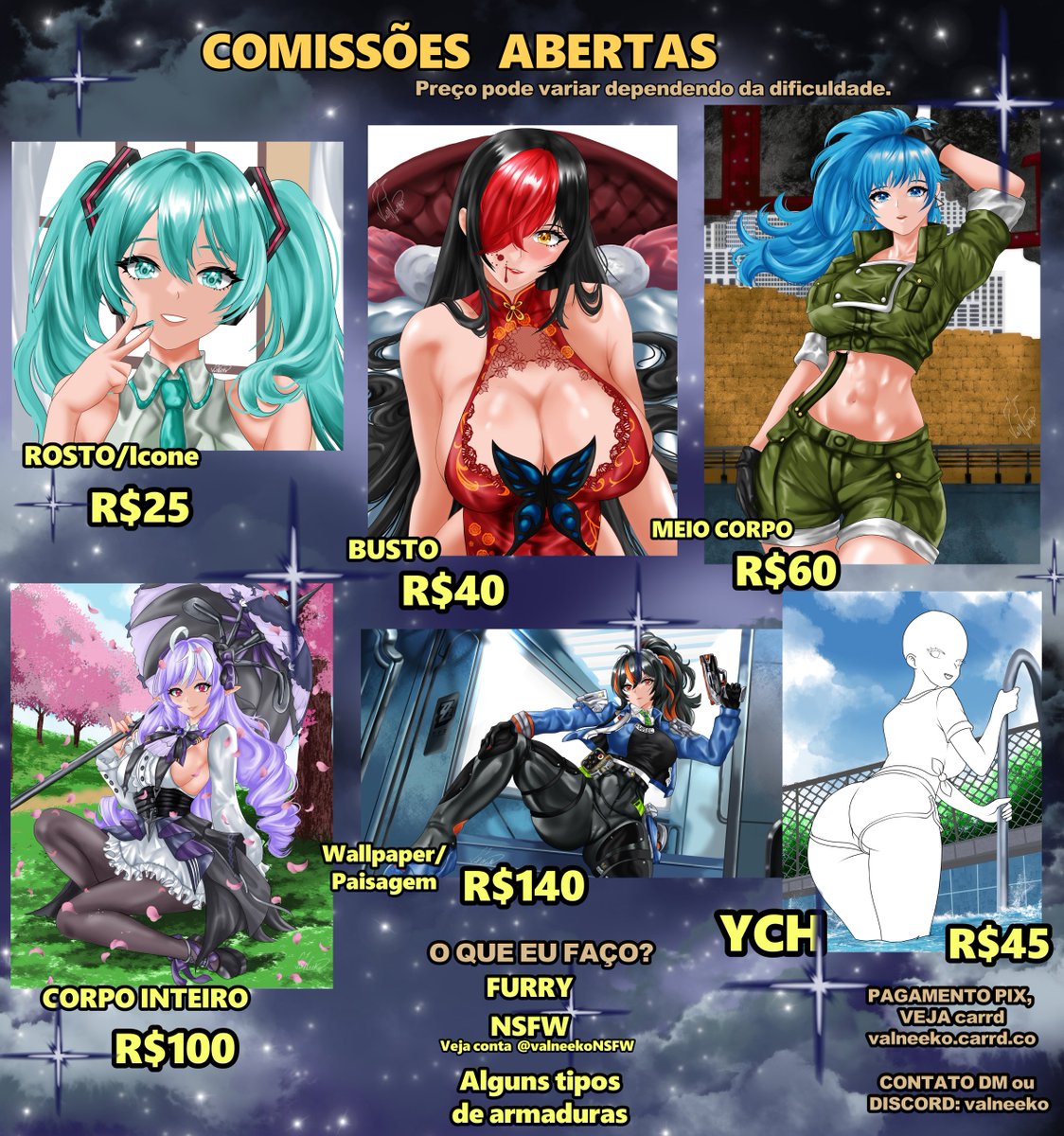 ❤️COMISSÃO ABERTAS!❤️para 🇧🇷 

Deixa flopa não 😔 

Muitas vagas❤️ Contato pela DM