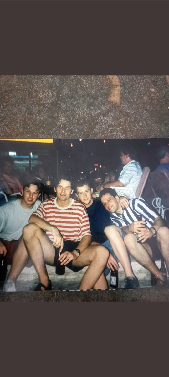 #TOTP Same shitty photo I always stick on here  ,first night in Ayia Napa ,August 1991, me, with my legs akimbo with my mates