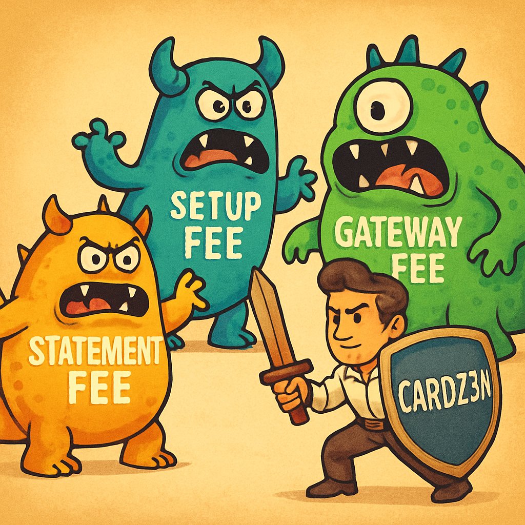 CARDZ3N's tweet image. What if each hidden fee was a cartoon monster haunting your statements? Meet the villains behind high-risk processing, and see how CARDZ3N helps merchants conquer them—all with one clear quote!
#MerchantMemes #FintechHumor #StopTheMonsters #CARDZ3N #LowFees #HighRiskBusiness
