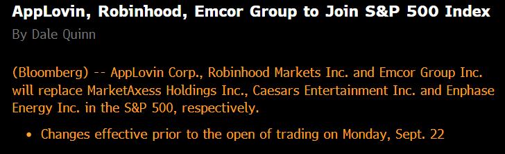 Strategy $MSTR snubbed from S&amp;P 500 inclusion 

The education &amp; BATTLE continues 

S&amp;P 500 needs $MSTR, $MSTR doesn't need S&amp;P 500 

Bitcoin deserves a spot in every retirement account 

AppLovin, Robinhood, and Emcor included