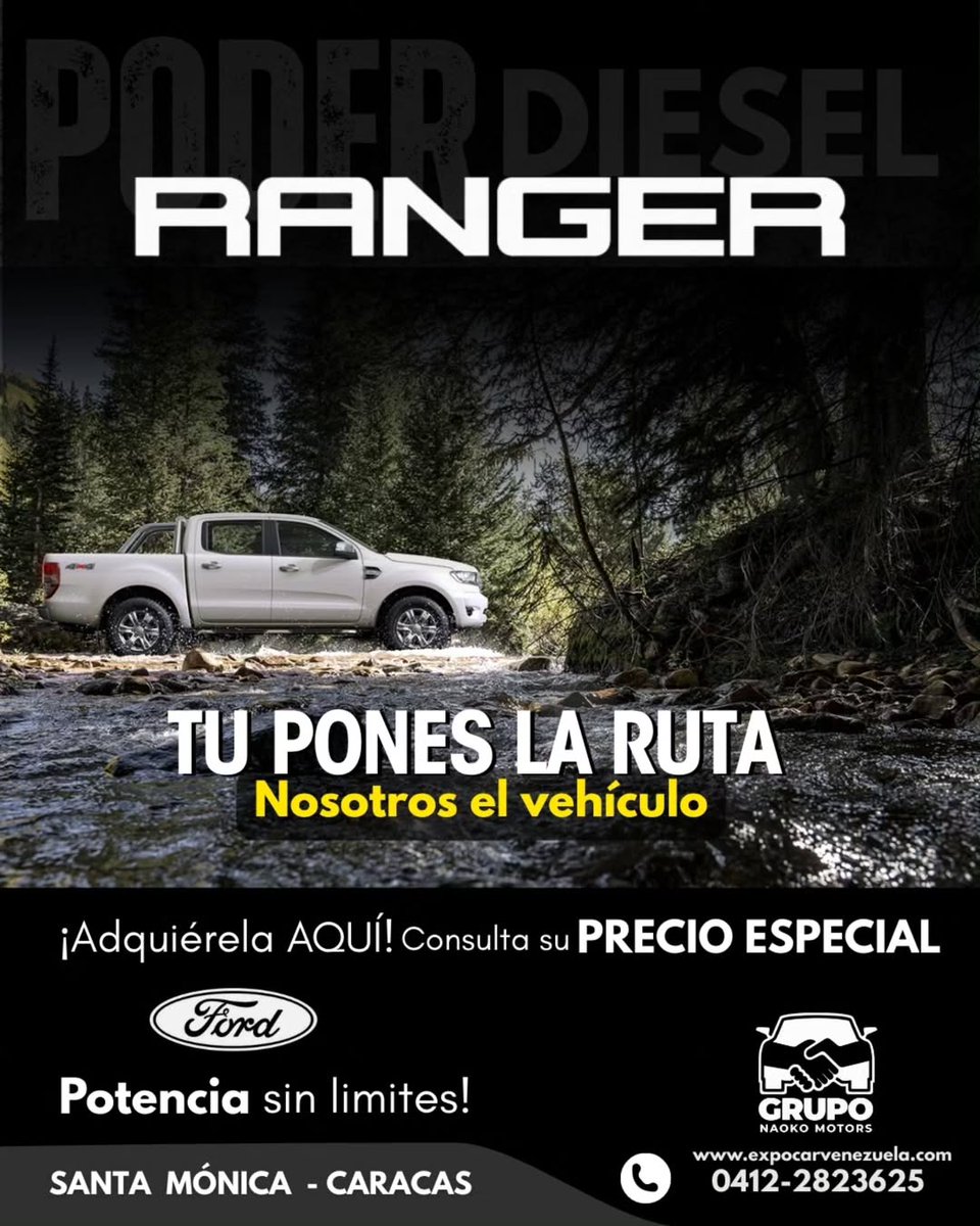 #Publicidad | Vía: <a href="/naokomotors/">Naoko Motors</a> 

📢 Ve a cualquier lugar con tu Ford Ranger XLT. La pick-up que LO TIENE TODO! 🏞🏕 

Consulta con nuestros asesores su Precio Especial y llévate tu Ford 4x4.📲📑

Somos Naoko Motors, tu Concesionario Multimarcas.