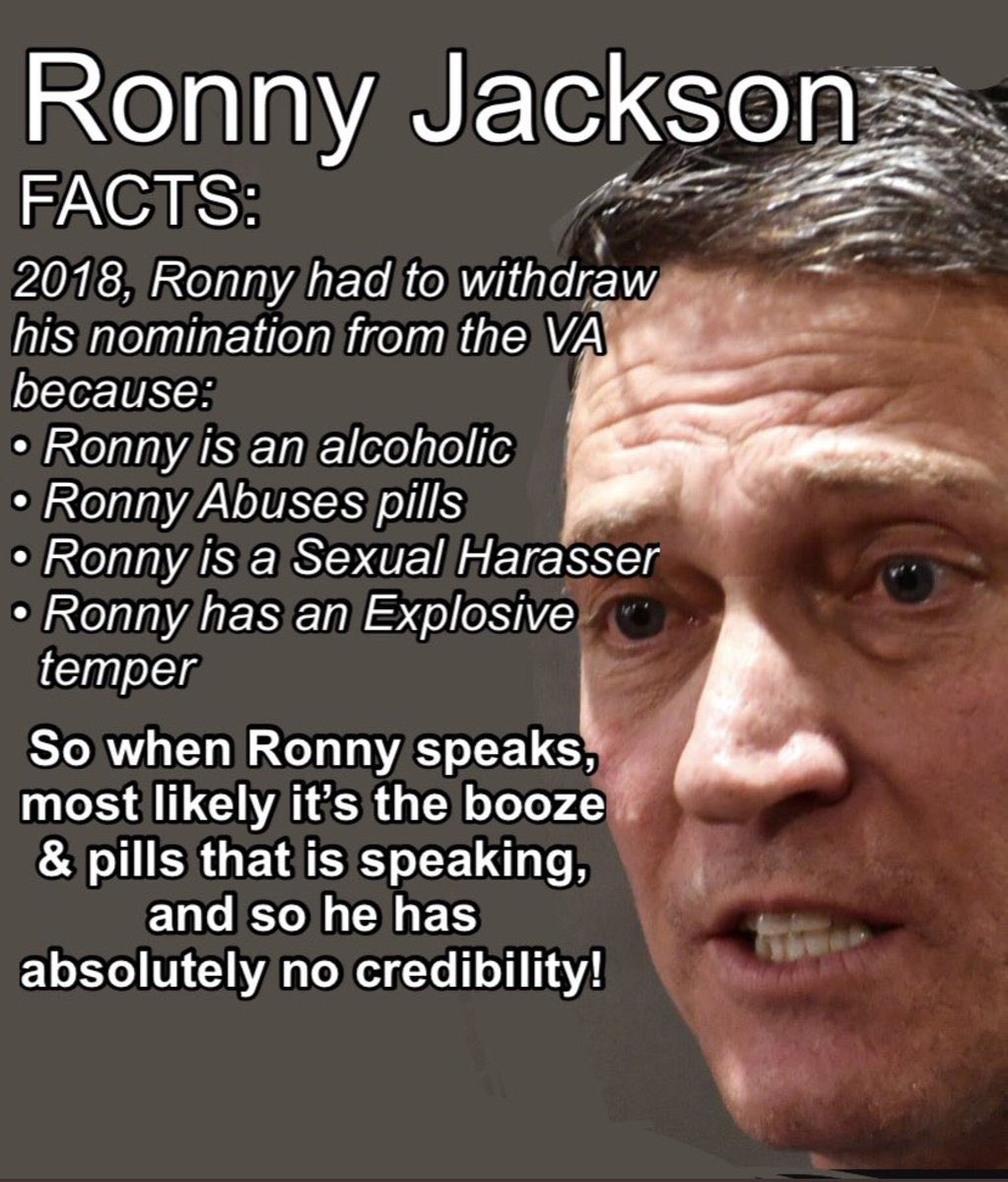 <a href="/RonnyJacksonTX/">Ronny Jackson</a> Pay no attention to Ronnie it’s Friday. He probably started drinking around noon.