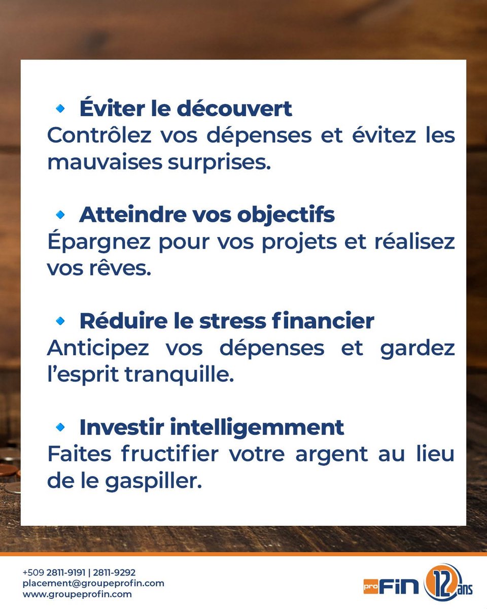 GroupeProFin's tweet image. Alors que nous approchons de la fin de l’année fiscale, reprenons ensemble quelques notions clés vues cette année.
Un budget mensuel permet de mieux planifier ses dépenses, éviter les imprévus et atteindre ses objectifs financiers.
🔹 Contrôle : Suivez où va votre argent et…