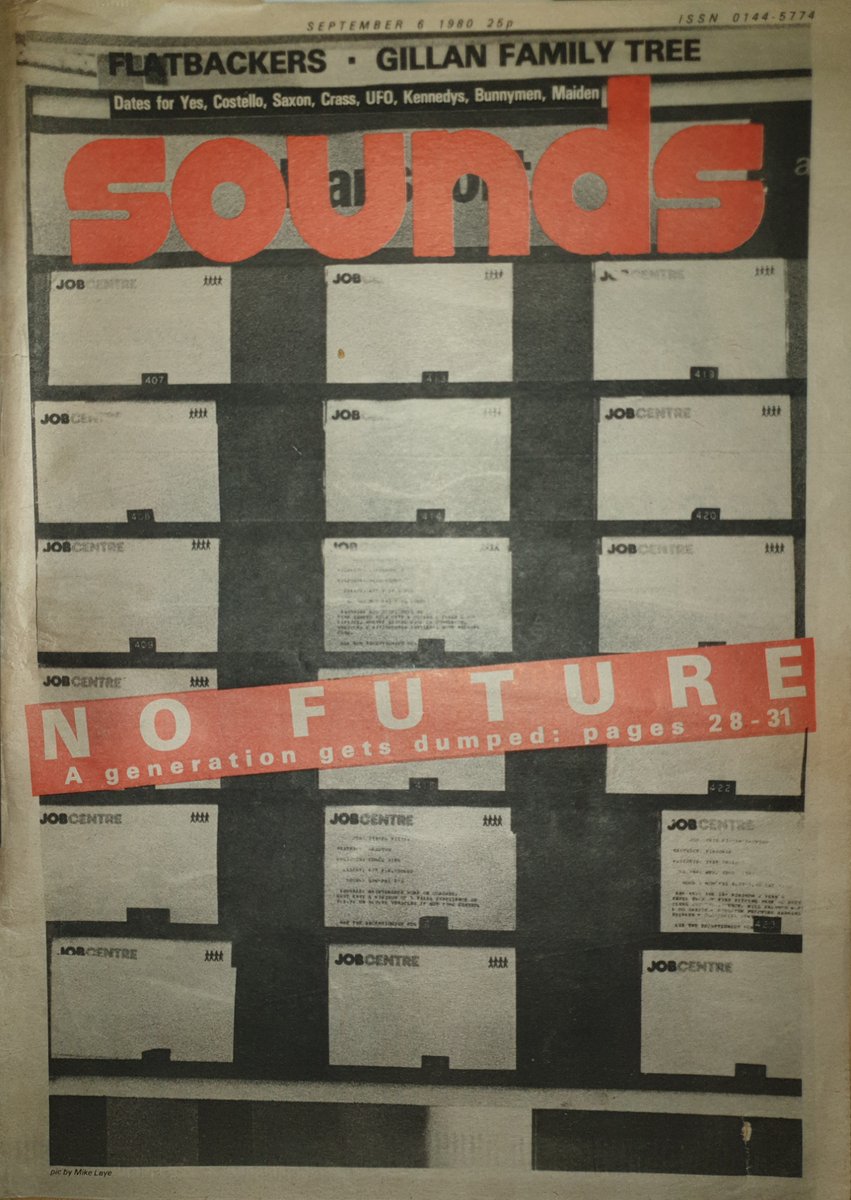 Sounds Front Cover 6th, September 1980, pic by Mike Laye featuring the Job Centre ads. The article was all about unemployment in the UK and how it was effecting  young people.