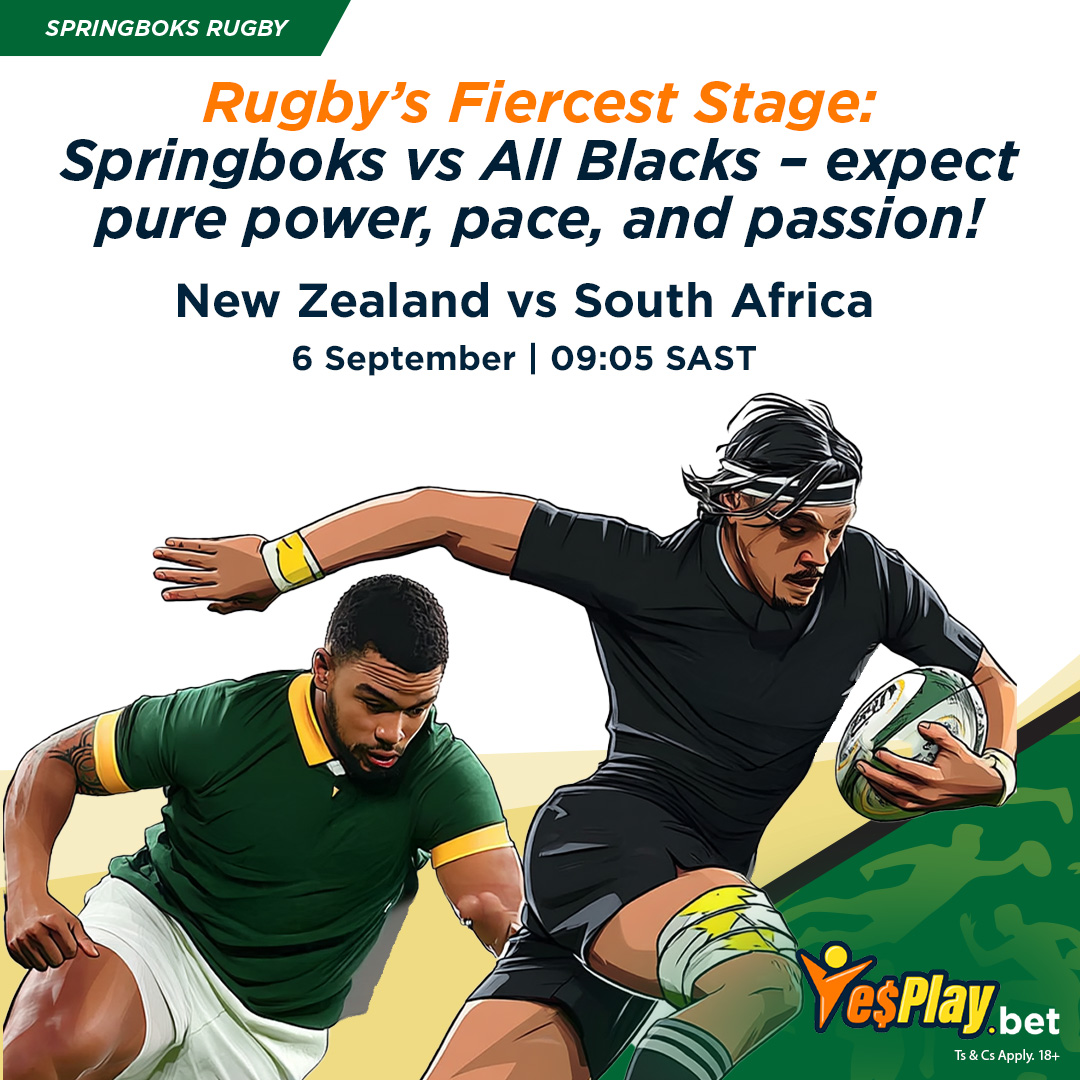 🇳🇿 New Zealand  vs South Africa 🇿🇦

Predict the WINNER, follow <a href="/YesPlaySA/">YesPlay</a>, invite your friends, and tag 3 rugby fans! 😎

TEN lucky winners with the correct guesses will each win an R200 Free Bonus.

#Springboks #AllBlacks