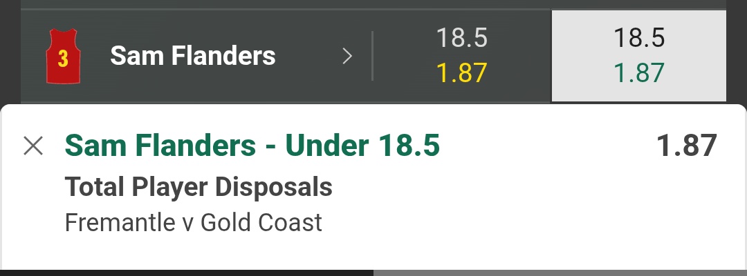 TTBversion2's tweet photo. Sam Flanders under 18.5 disposals @ 1.87 Bet365

#AFLFreoSuns #AFLCappersLeague https://t.co/058khtaaV6