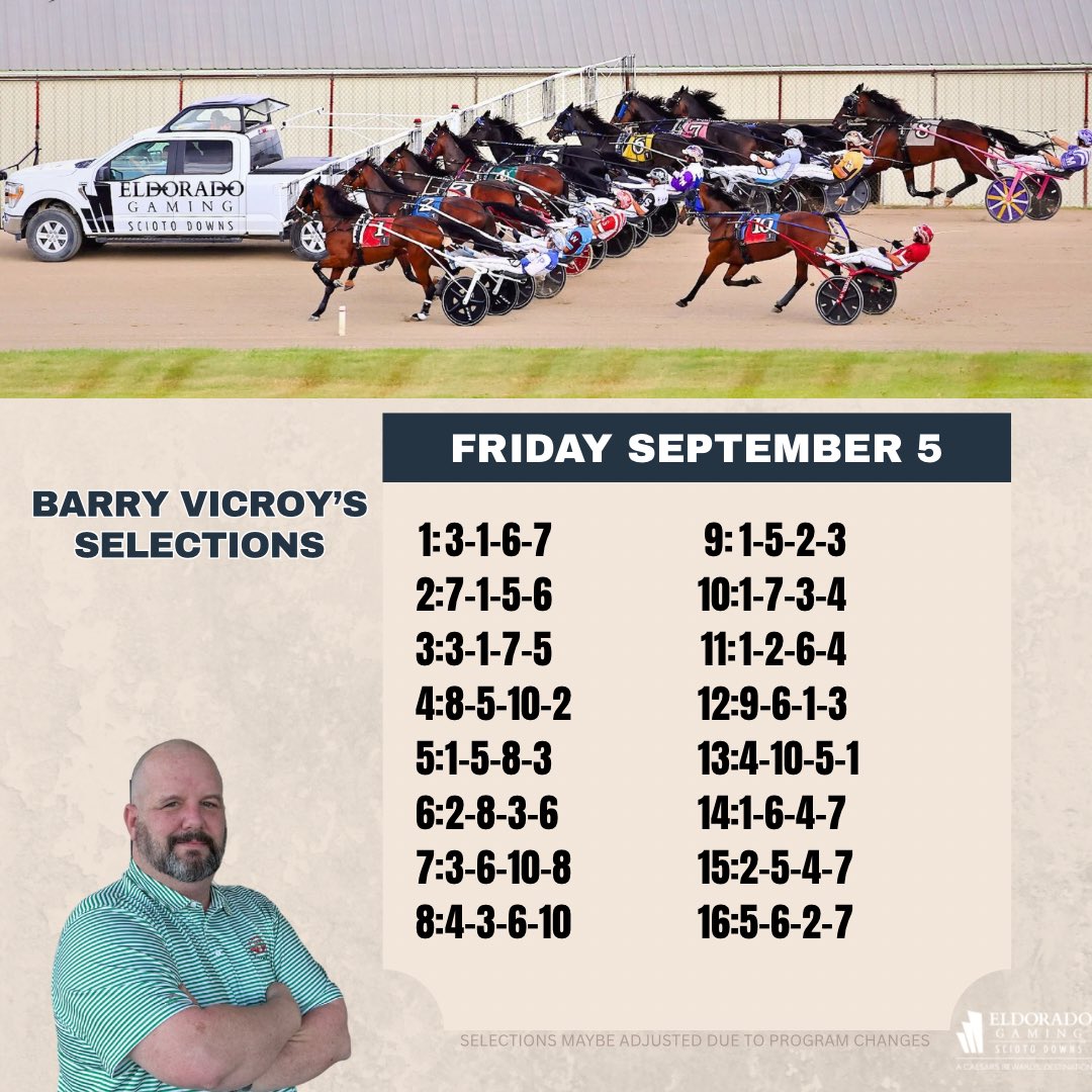 Scioto Downs Racing (@sciotoracing) on Twitter photo Check out <a href="/JennaBAOtten/">Jenna</a>’s & <a href="/That1BarryGuy/">Barry Vicroy</a>’s picks for tonight’s 16-race card 💥 Watch it all live or wager anytime on the <a href="/CaesarsRacebook/">CaesarsRacebook</a> app! #SciotoPays Check out <a href="/JennaBAOtten/">Jenna</a>’s & <a href="/That1BarryGuy/">Barry Vicroy</a>’s picks for tonight’s 16-race card 💥 Watch it all live or wager anytime on the <a href="/CaesarsRacebook/">CaesarsRacebook</a> app! #SciotoPays