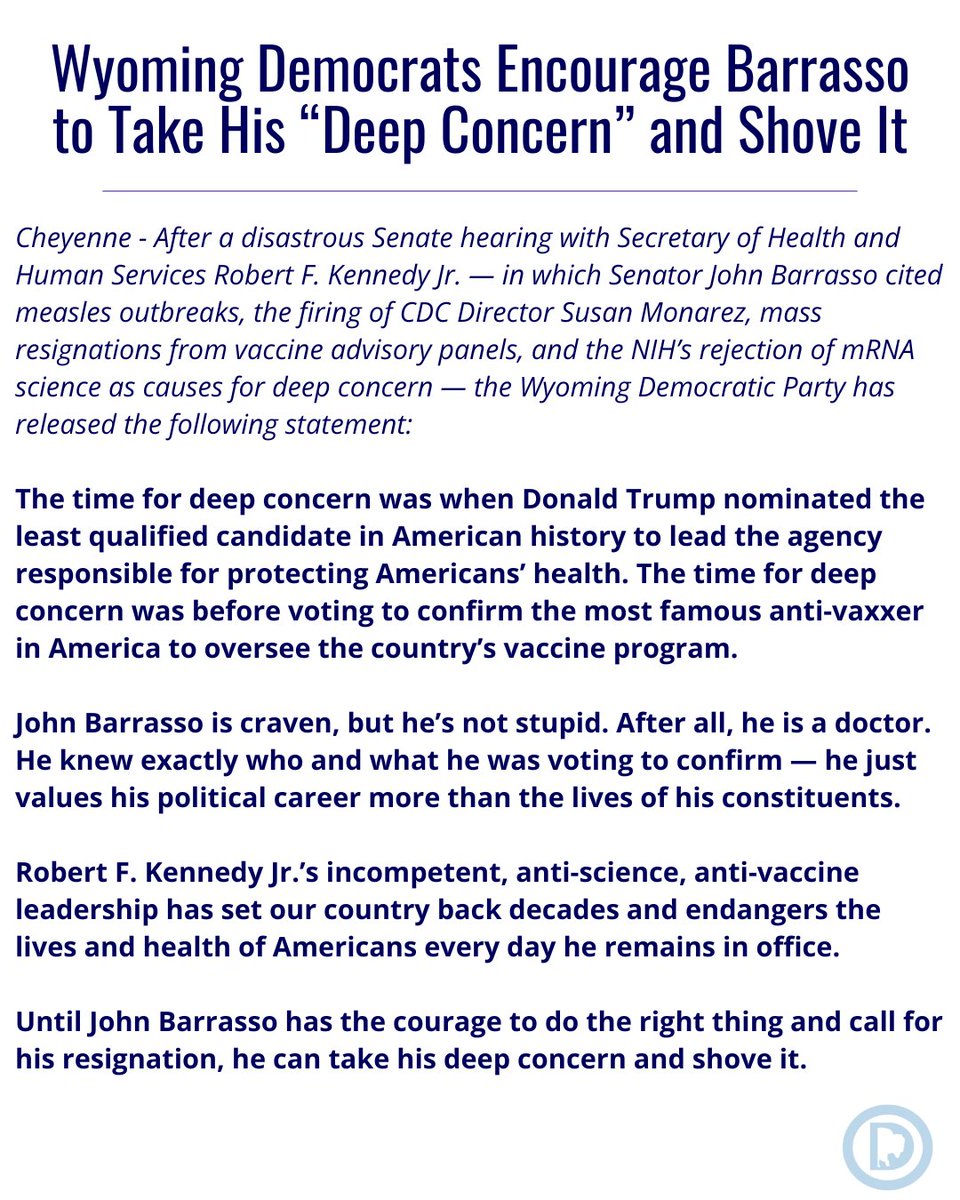 BREAKING: Wyoming Democrats to <a href="/SenJohnBarrasso/">Sen. John Barrasso</a> — Shove It