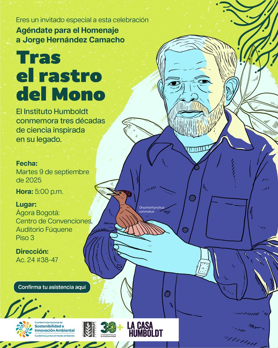 En #LaCasaHumboldt tendremos un homenaje al "Mono" Hernández, científico e investigador considerado el "padre de los Parques Nacionales Naturales de Colombia". Su pasión y conocimiento transformaron la conservación en el país. ¡Haz parte de este evento! forms.gle/KA5pDoKQ6VHCZi…