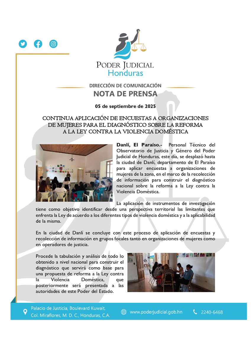 Continua aplicación de encuestas a organizaciones de mujeres para el diagnóstico sobre la reforma a la ley contra la Violencia Doméstica