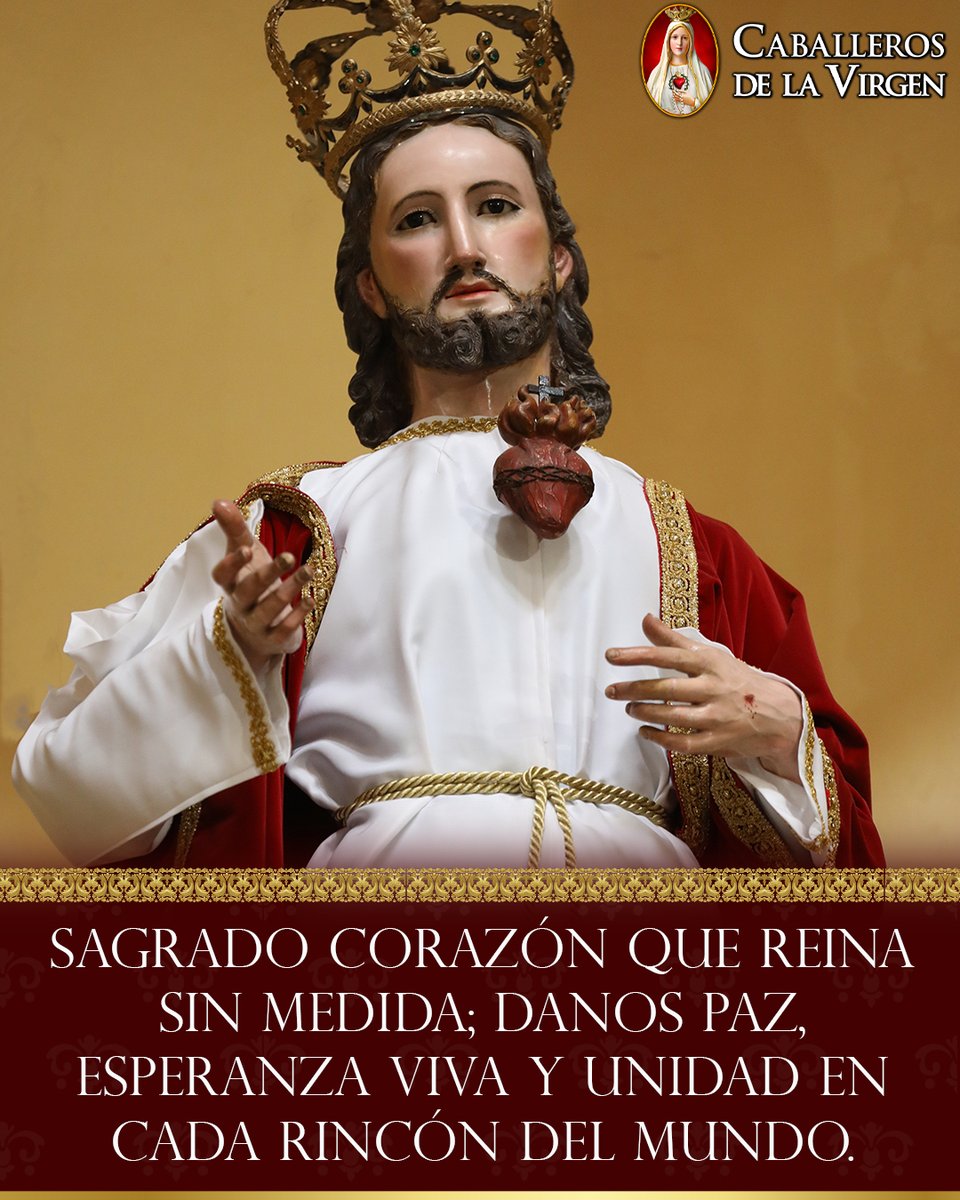 Sagrado Corazón que reina en  todo rincón del mundo, danos paz y esperanza viva. Que tu llama divina una las almas dispersas y sostenga al pueblo cansado, sanando heridas y renovando la fe en cada corazón.🙏🏻