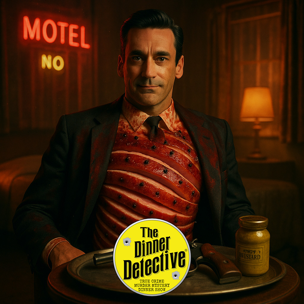 Detective, but make it glazed.
Though the times may be bad at El Royale. We're serving up “Honey Baked Jon Hamm,” solving crimes with a sweet alibi and spiral-cut sass.
It’s ham noir, and it’s sticky with suspense.

#honeybakedjonhamm #jonhamm #aiart #dinnerdetective