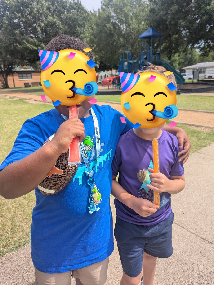 Celebrated our students meeting the goal of turning in 128 summer reading logs with popsicles on the playground then thanked the parents in the car line with popsicles!! The parents' smiles were priceless!