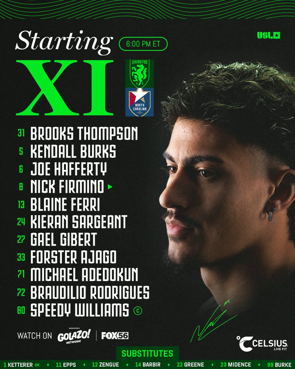 JoserNunez91's tweet photo. No Union loanee reunion between Oliver Semmle and CJ Olney, as Lexington does not have Olney listed on the bench.

I don't believe that Olney is injured - happy to be corrected.

#doop #NCFC #golexgo #usl
📷: Lexington and NCFC https://t.co/zXWAgTIaP1
