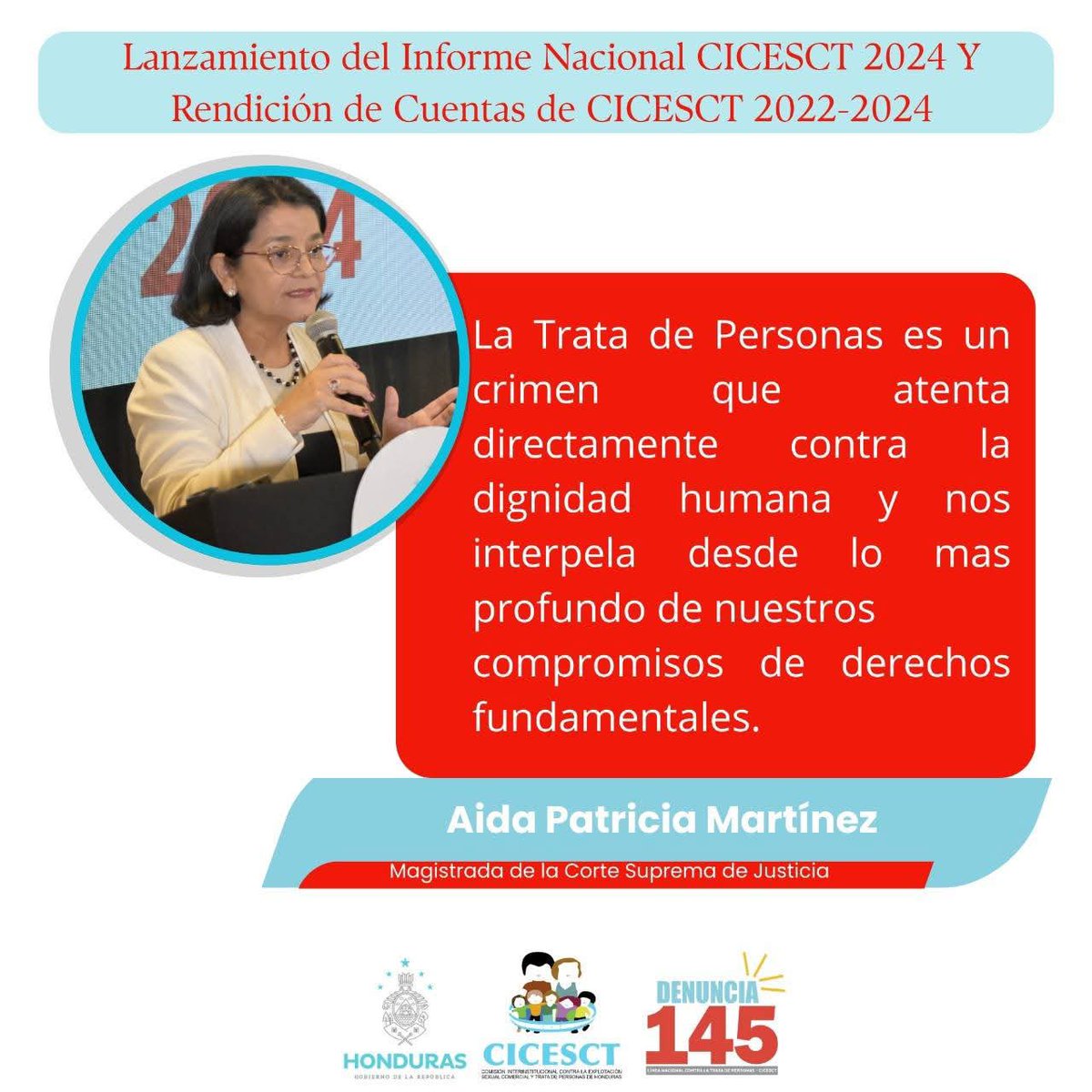 En representación del PoderJudicial, la Magistrada Integrante Permanente Aida Patricia Martínez participó en la presentación del Informe de Transparencia y Rendición de Resultados de la Comisión Interinstitucional contra la Explotación Sexual Comercial y Trata de Personas