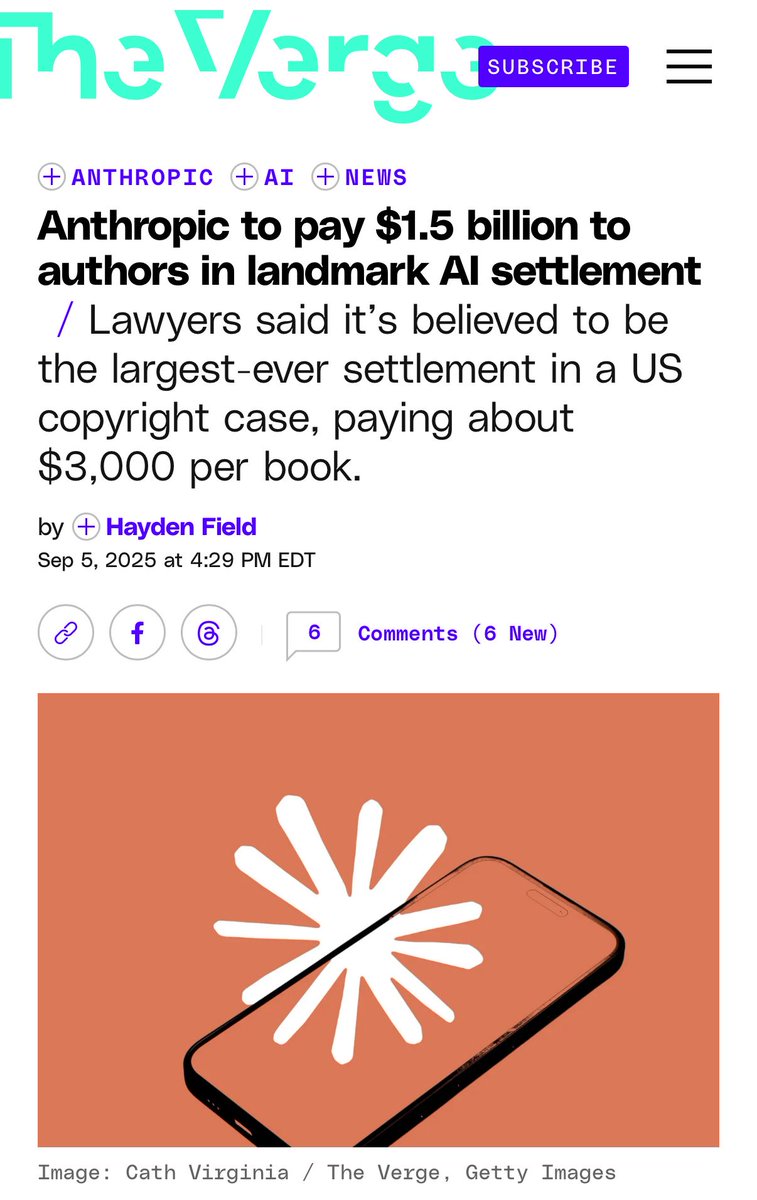 The weirdest VC subsidizing of our time, 10% of the Anthropic series F goes to writers