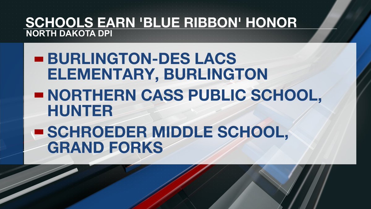 Three North Dakota schools recently earned the Blue Ribbon honor from the North Dakota Department of Public Instruction. kfyrtv.com/2025/09/05/tri…