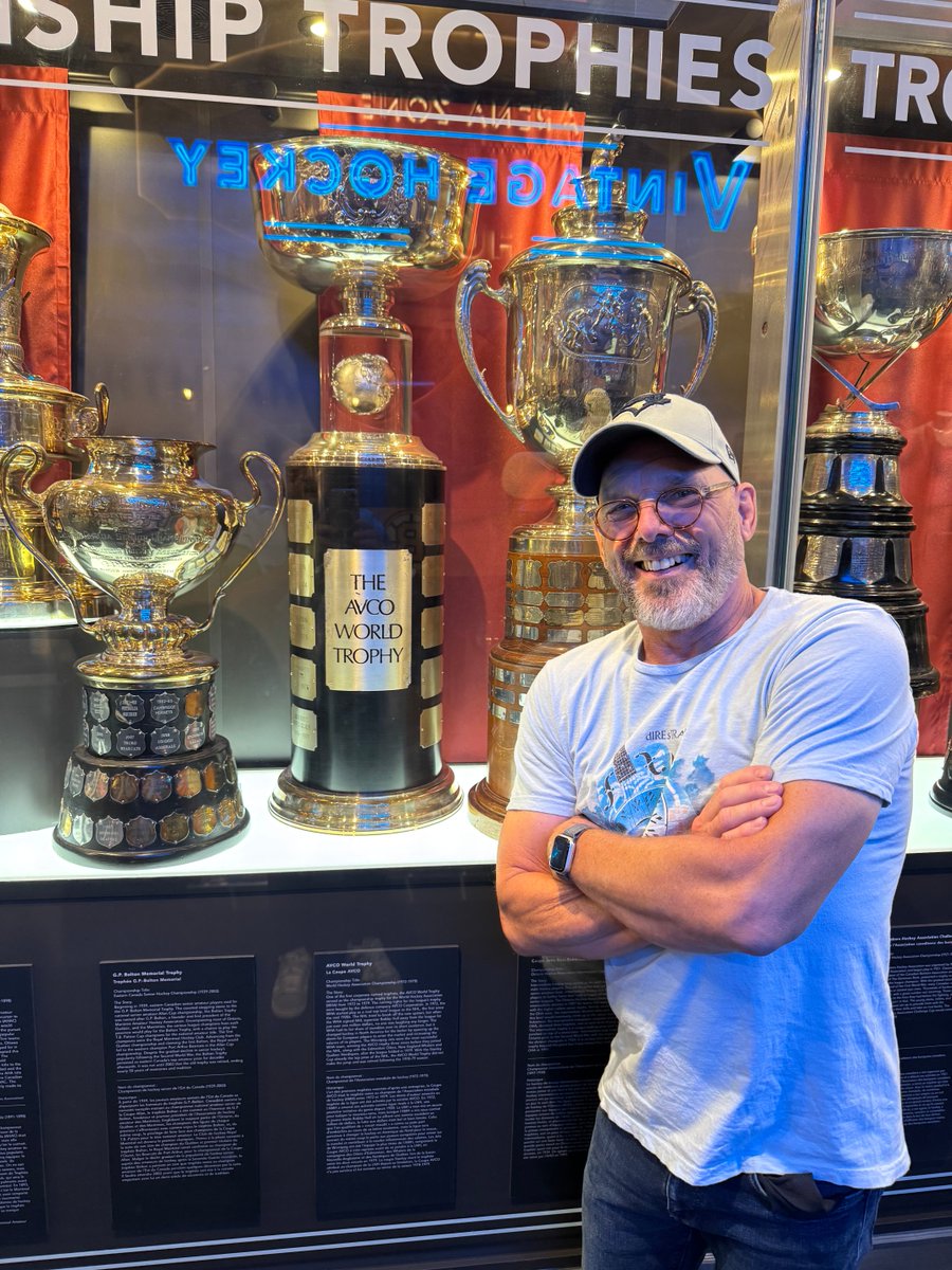 At the Hockey Hall of Fame paying respects to the Avco Cup. The WHA Championship Trophy sponsored by loan sharks. Winners drank from this. Losers lost a limb.