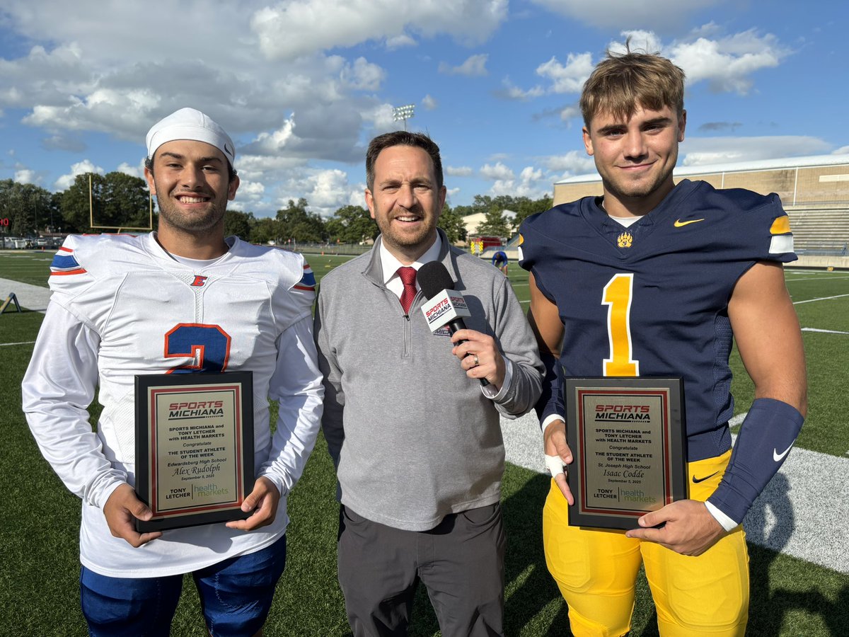 angdicarlo's tweet image. Congrats to our Tony Letcher Health Markets Student Athletes of the Week: Edwardsburg Senior Alex Randolph &amp;amp; St. Joe senior @Codde_Isaac.

See the interview during halftime of our broadcast. Coverage starts at 6:45pm.

Watch on the Sports Michiana &amp;amp; WSBT YouTube &amp;amp; Facebook pages.
