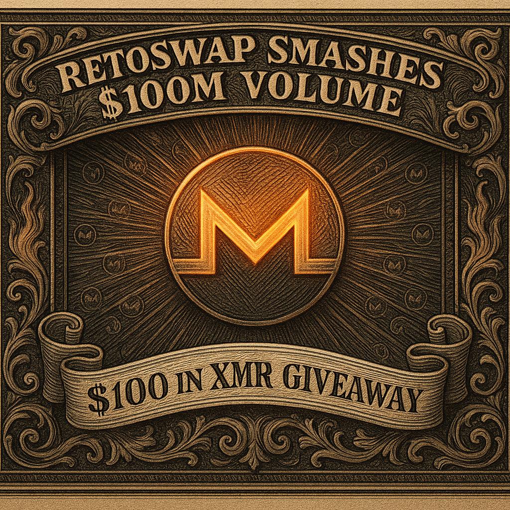 🔥 <a href="/RetoSwap/">RetoSwap</a> just smashed $100M in total trading volume!
🚀 Huge milestone for Monero privacy trading!