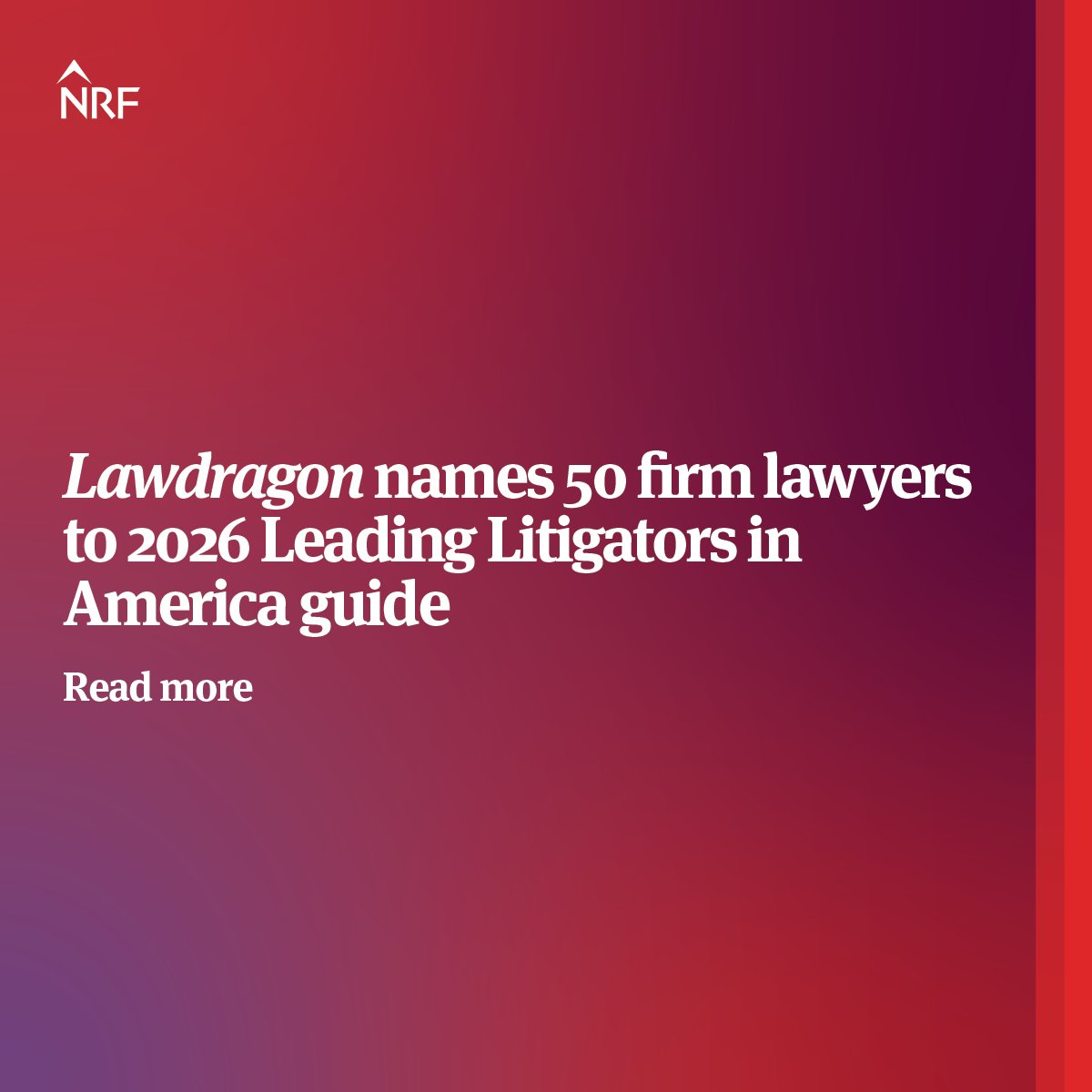 We are pleased to share that <a href="/lawdragon_news/">Lawdragon</a> has recognized 50 US lawyers in its 2026 Leading Litigators in America guide. We rank among the top 10 firms with the highest number of lawyers featured on the list. ow.ly/fmWU50WSiRf