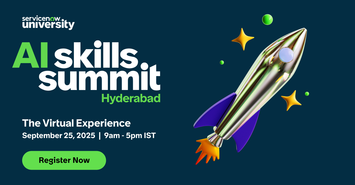 bwgard's tweet photo. AI is reshaping every industry—are you ready? Join us at ServiceNow University’s AI Skills Summit Hyderabad on September 25 for hands-on, beginner-friendly sessions. ​

Register to attend virtually and put AI to work for your career: https://t.co/nGT2udT0Nc https://t.co/g9uoNB4dU0