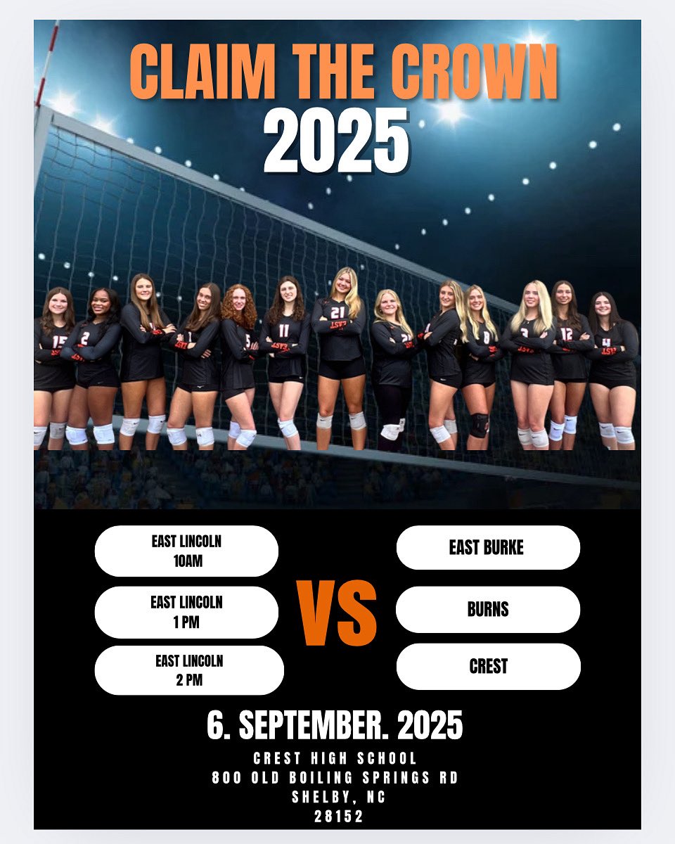 Mustangs head to Crest High School Saturday to compete in the Claim the Crown tournament!  Game times below!