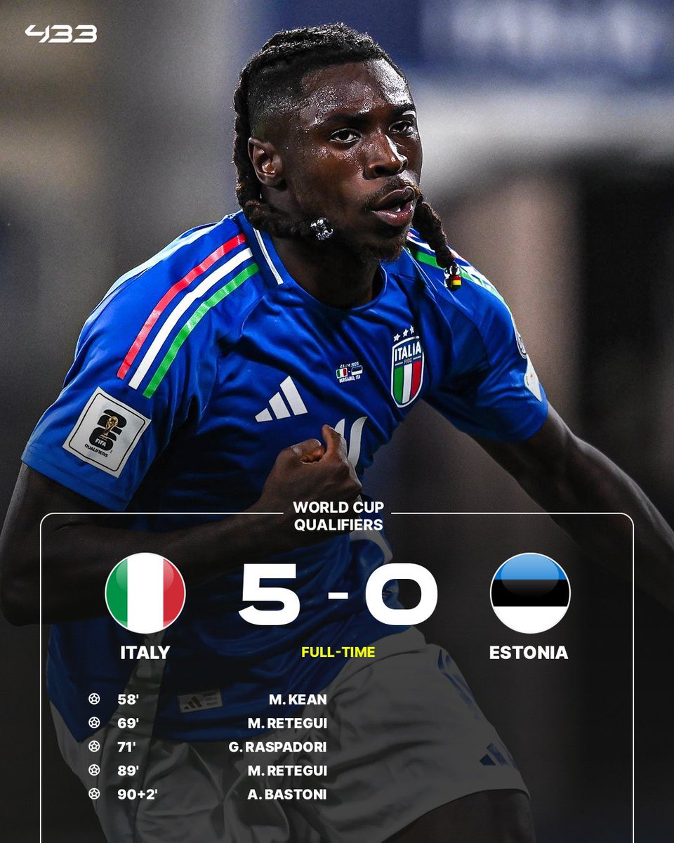 試合終了】 🏆FIFA ワールドカップ 欧州予選 🇮🇹イタリア 5-0