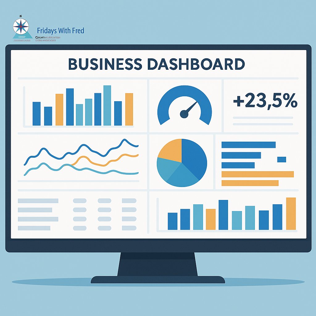 Fridays With Fred…Charting Your Course to Success!
This week’s topic is   “The Power of Business Dashboards in Modern Organizations.”

In today’s fast-paced business environment, organizations are under constant pressure to monitor performance, respond quickly to change, and
