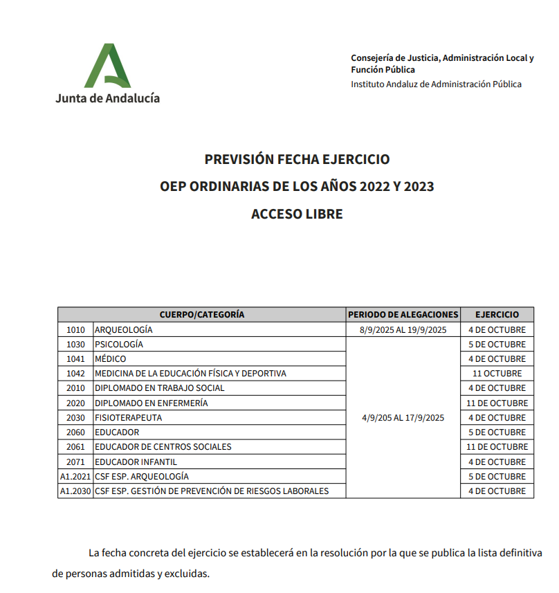 📆 4 y 5 de octubre/2025 | Calendario de previsión  fecha de exámenes según el <a href="/IAAPJunta/">IAAP Junta Andalucía</a> para los Laborales Arqueólogos (5 plazas) y Arqueólogos Libres (10 plazas), acceso libre🤞