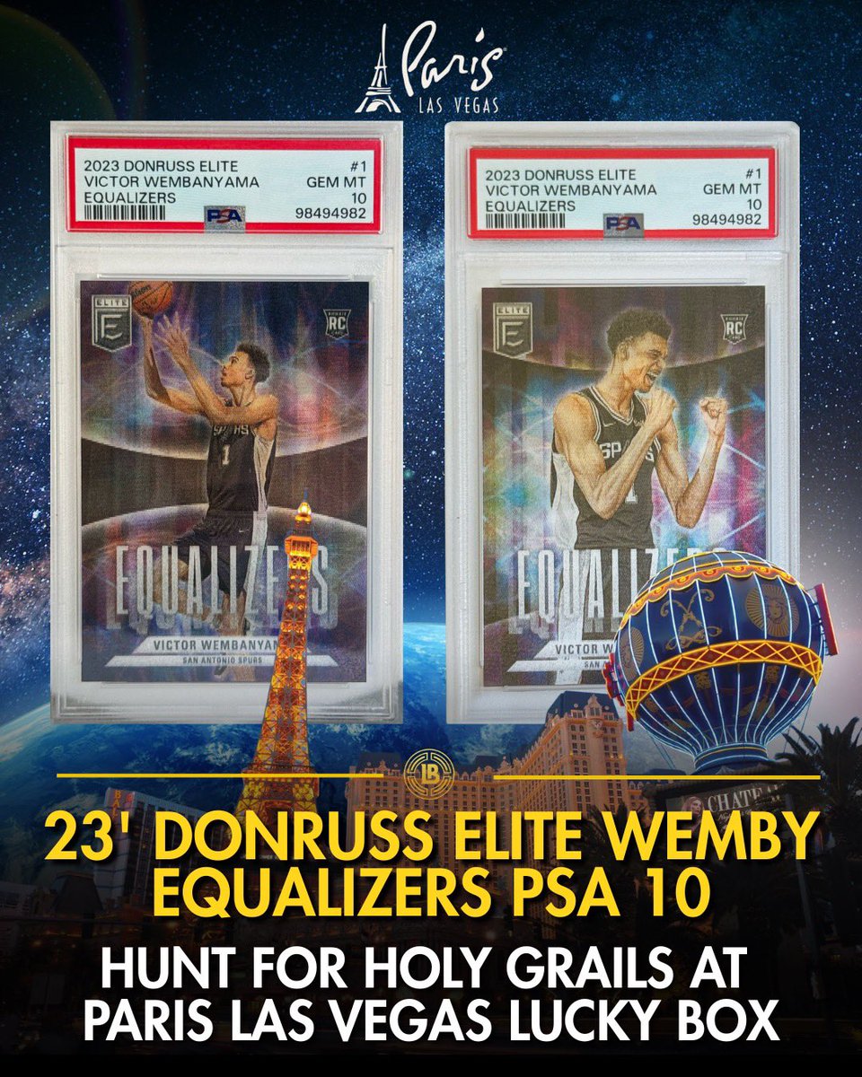 🔥 HOLY GRAIL DROP 🔥
💎 2023 Donruss Elite Equalizers Wemby 
PSA GEM MINT 10 has landed inside the @parisvegas Lucky Box 🏀✨ 

Lucky Box
The Ultimate Collectibles Mystery Box Machine

#LuckyBox #LuckyBoxVending #SportsCard #BasketballCards #TheHobby #parislasvegas