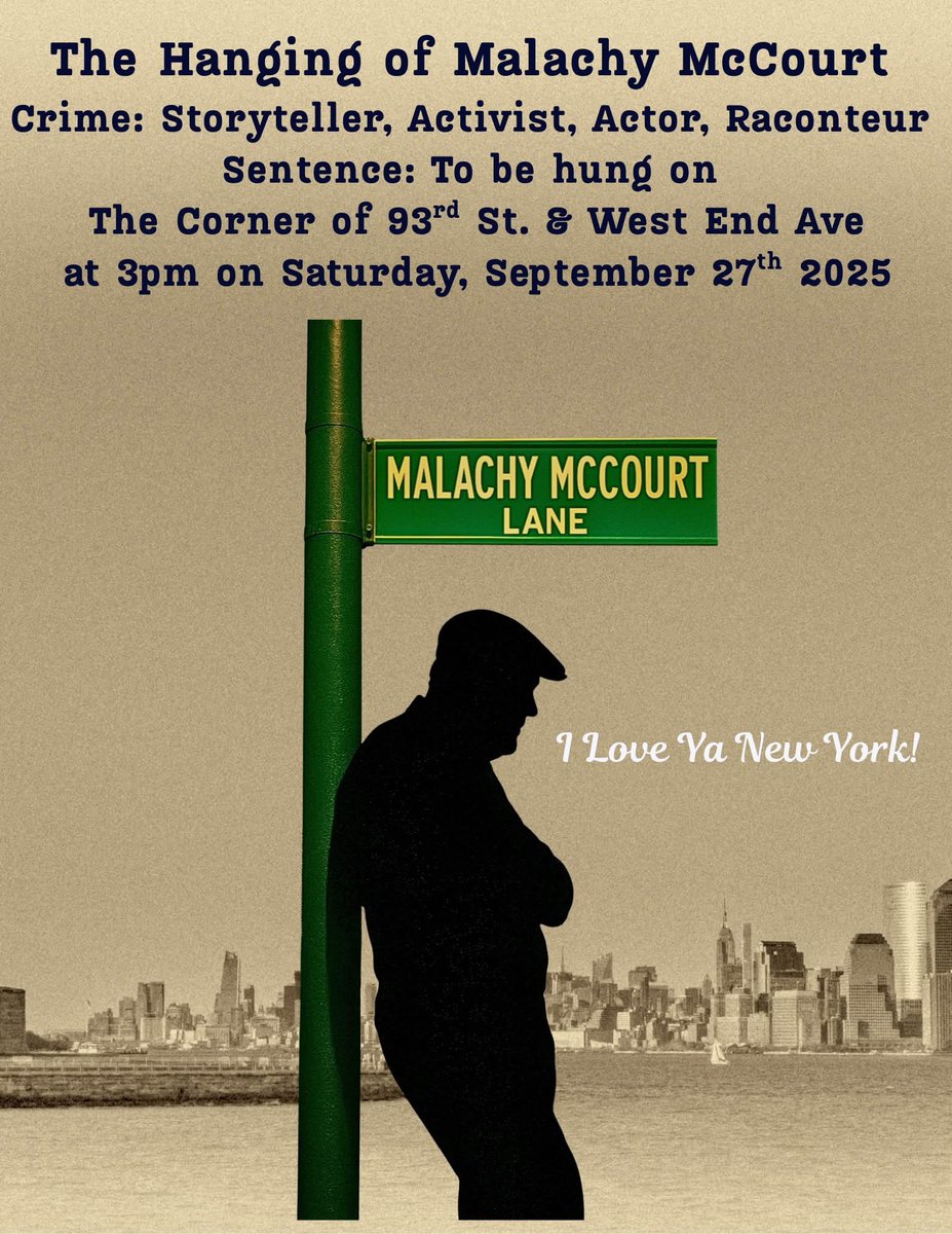 Update - I was just asked to say a few words on this occasion by his family - moved me to tears.

Won't you join Malachy McCourt's family and friends? Could you put it in your calendar? Malachy McCourt Siobhan McCourt