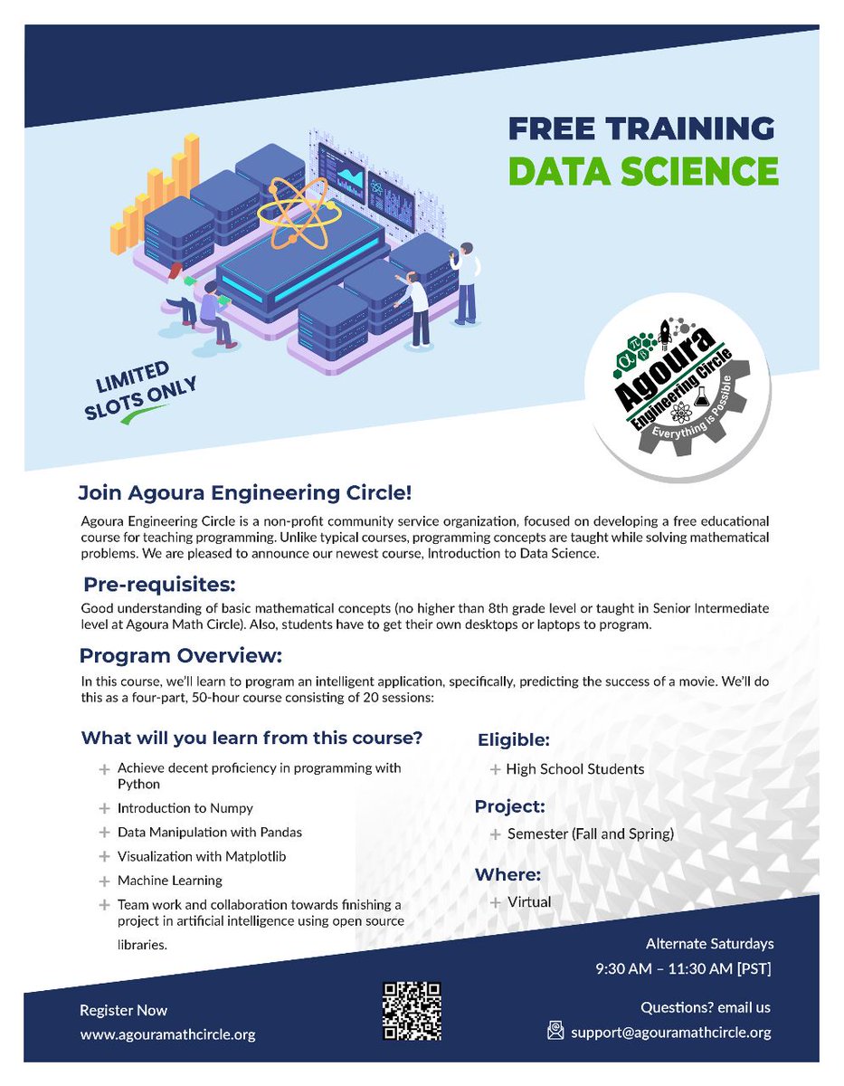 agouramath's tweet photo. Free In-Person &amp; Online Training – Fall 2025
Math (Problem Solving)
SAT / PSAT,
ACT
Introduction to AI
Mobile App Development
Data Science
Registration for Fall Semester 2025 is now open!
Seats are limited, so please register as soon as possible.
https://t.co/cHvEVyRGg9 https://t.co/1vRGdFE9pr