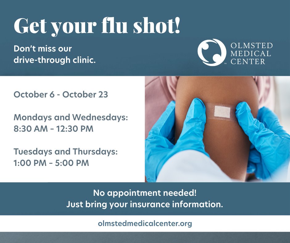 🚗💉 OMC’s drive-through flu shot clinic is back!
📅 October 6–23 | M/W 8:30 AM – 12:30 PM, T/Th 1:00 PM – 5:00 PM
📍 Rochester NW Clinic, Upper Lot
No appointment needed—bring insurance. Stay in your car, stay safe!
📞 507.288.3443 for other options.