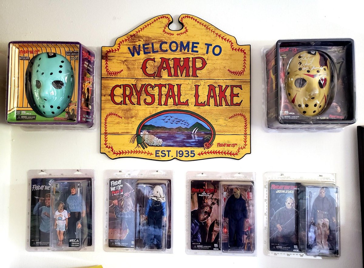 This hangs on my wall showing my adoration for Friday the 13th. The Jason mask from The Final Chapter is signed by Ted White. (RIP) 

#FridayThe13th #NECA #TedWhite #JasonVoorhees