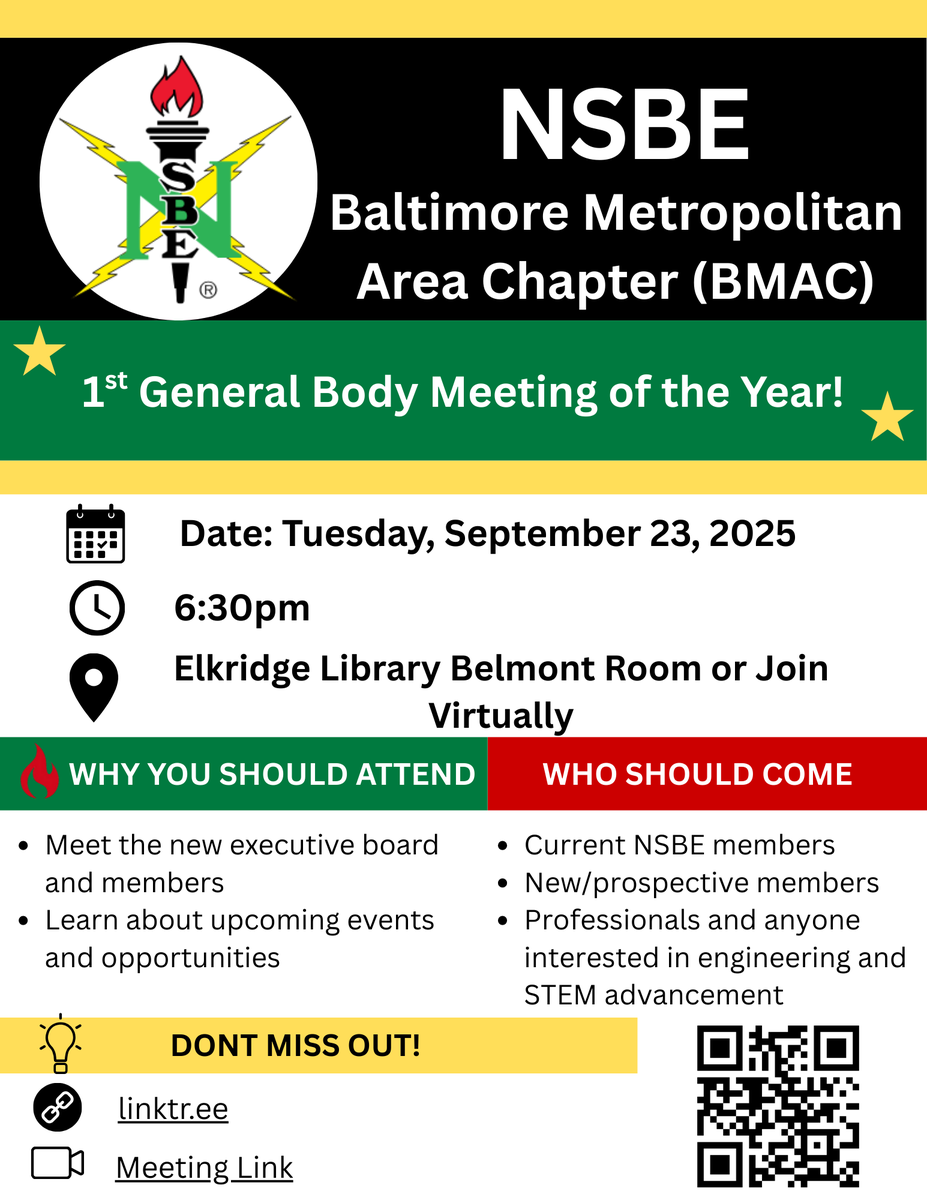 👀Word on the street is BMAC is back
🔗 RSVP via the link in bio
#NSBEBMAC #NSBE #STEM #BlackEngineers #ExcelImpactLead #region2 #region2pro #nsbepro @nsbe @nsbepros <a href="/R2NSBE/">Region II • NSBE</a>