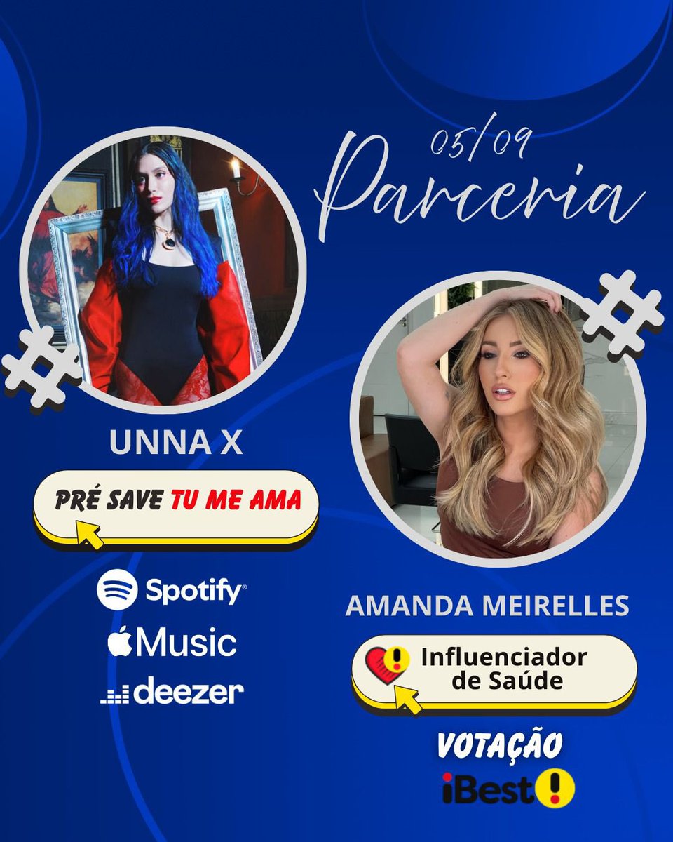 Suporte Unna X (@suporteunnax) on Twitter photo DINÂMICA feat <a href="/ameirellescf/">Central Amanda Meirelles</a> 💙
Regras:
1️⃣ Cada print do pré-save de TU ME AMA deve receber como resposta um print da votação da Amanda no iBest ✨
*nos prints deve aparecer o horário
2️⃣ Todos os prints precisam ser postados NESSE post!
Bora unir forças:
🎶 Faça o pré-save DINÂMICA feat <a href="/ameirellescf/">Central Amanda Meirelles</a> 💙
Regras:
1️⃣ Cada print do pré-save de TU ME AMA deve receber como resposta um print da votação da Amanda no iBest ✨
*nos prints deve aparecer o horário
2️⃣ Todos os prints precisam ser postados NESSE post!
Bora unir forças:
🎶 Faça o pré-save